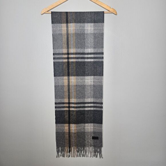 HICKEY FREEMAN 100% Cashmere Scarf Plaid Fringed 65 x 12 Soft Classic Luxury - Picture 3 of 7